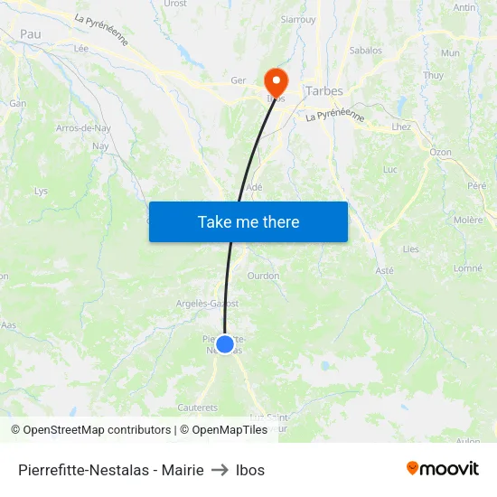 Pierrefitte-Nestalas - Mairie to Ibos map