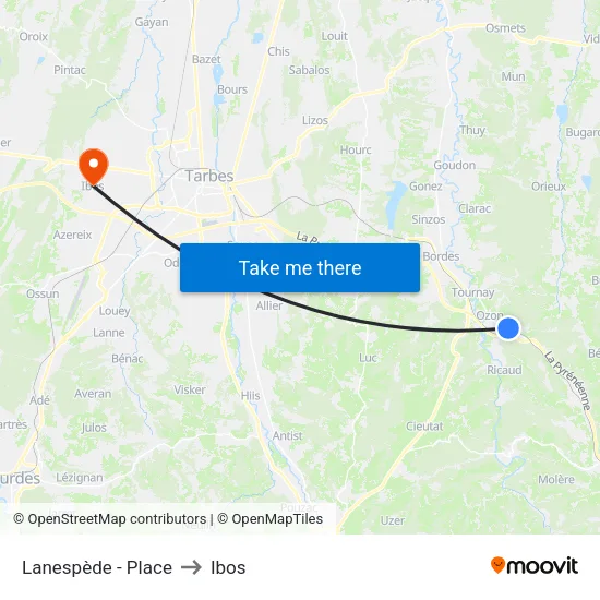 Lanespède - Place to Ibos map