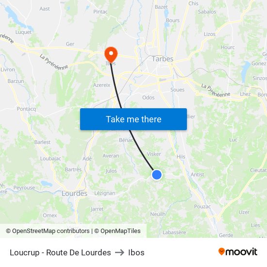 Loucrup - Route De Lourdes to Ibos map