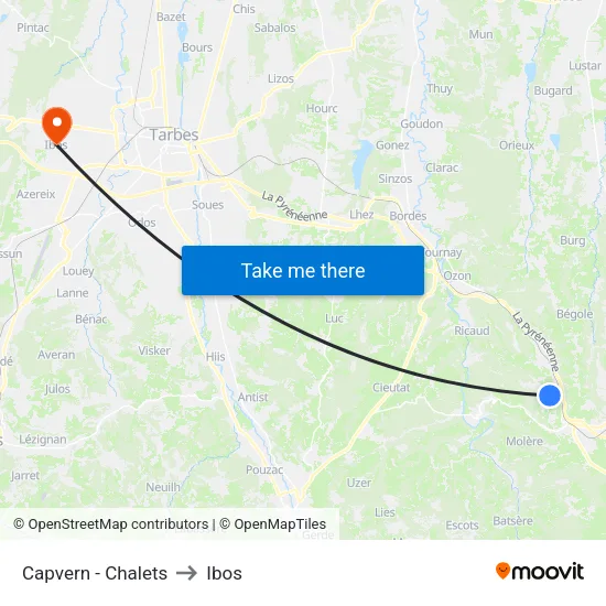 Capvern - Chalets to Ibos map
