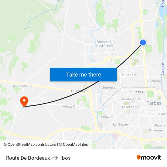 Route De Bordeaux to Ibos map