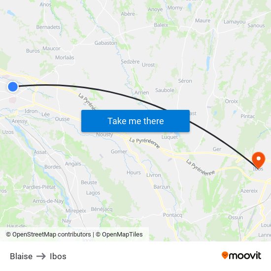 Blaise to Ibos map