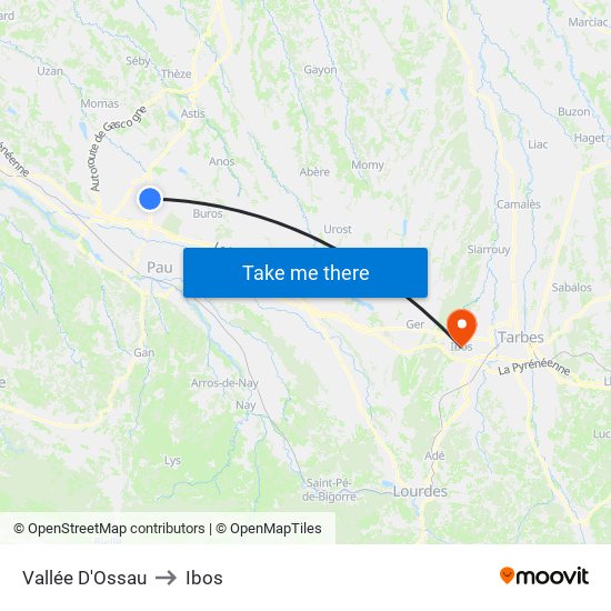 Vallée D'Ossau to Ibos map