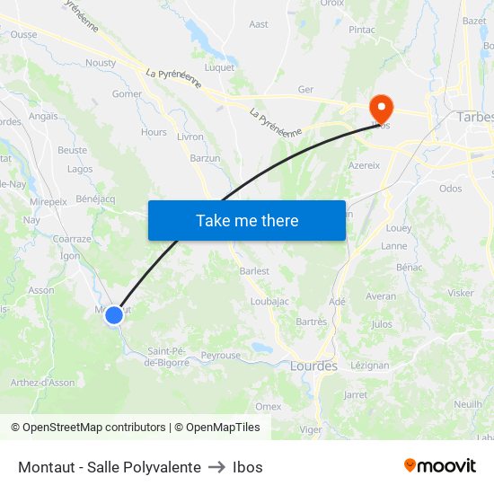 Montaut - Salle Polyvalente to Ibos map