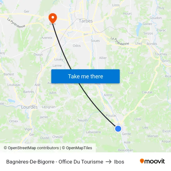 Bagnères-De-Bigorre - Office Du Tourisme to Ibos map