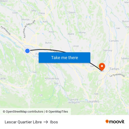 Lescar Quartier Libre to Ibos map