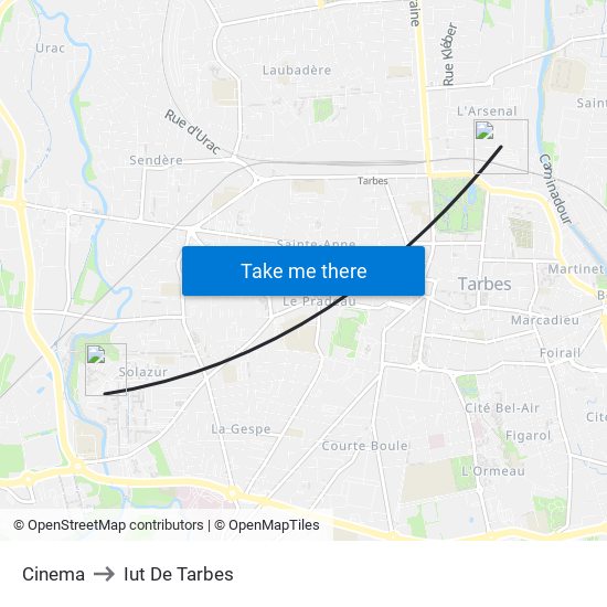 Cinema to Iut De Tarbes map