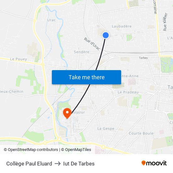 Collège Paul Eluard to Iut De Tarbes map