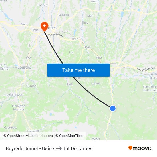 Beyrède Jumet - Usine to Iut De Tarbes map