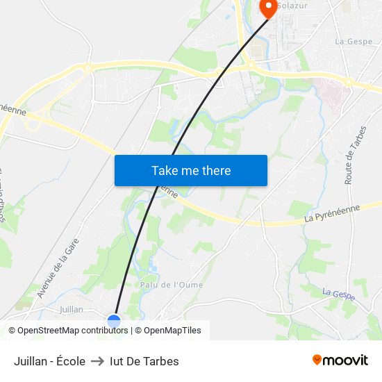 Juillan - École to Iut De Tarbes map