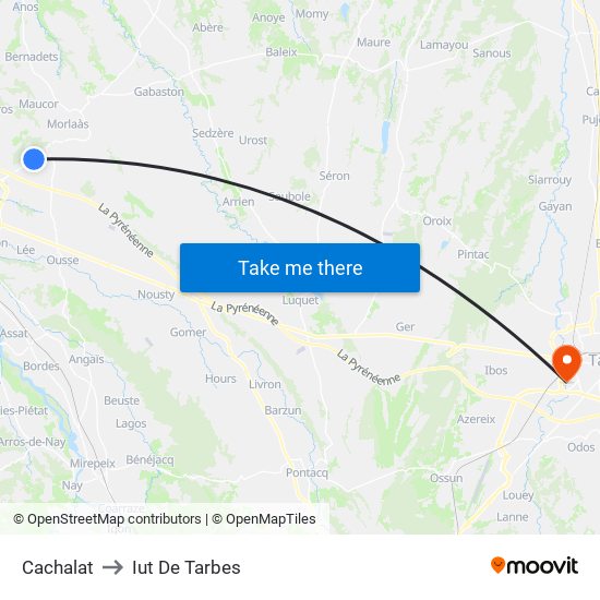 Cachalat to Iut De Tarbes map