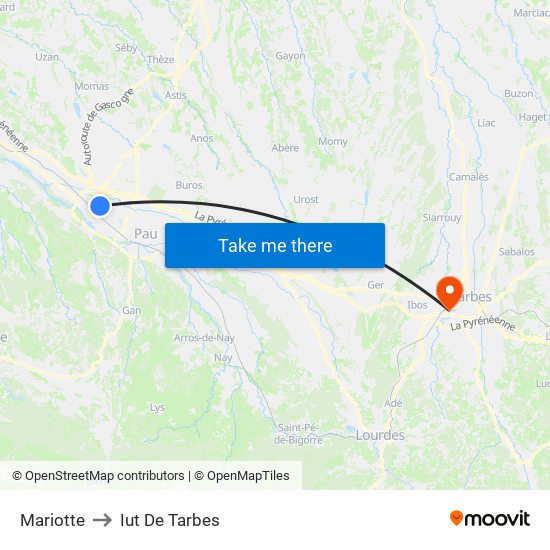 Mariotte to Iut De Tarbes map