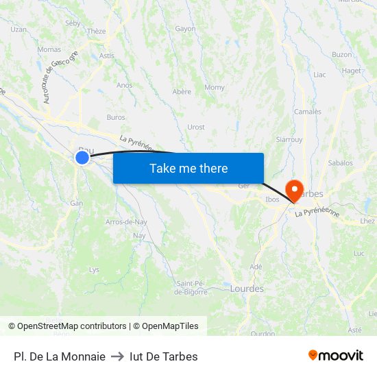 Pl. De La Monnaie to Iut De Tarbes map