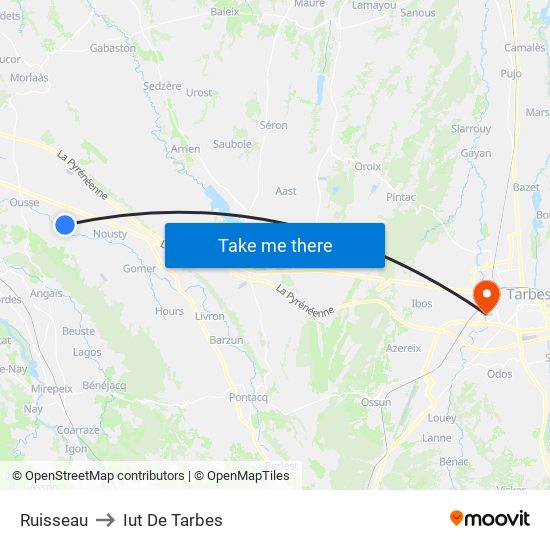 Ruisseau to Iut De Tarbes map