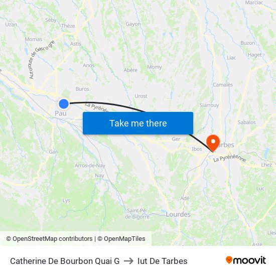 Catherine De Bourbon Quai G to Iut De Tarbes map