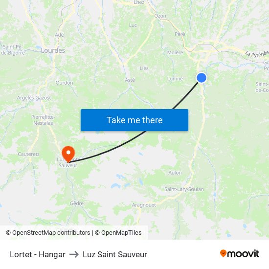 Lortet - Hangar to Luz Saint Sauveur map