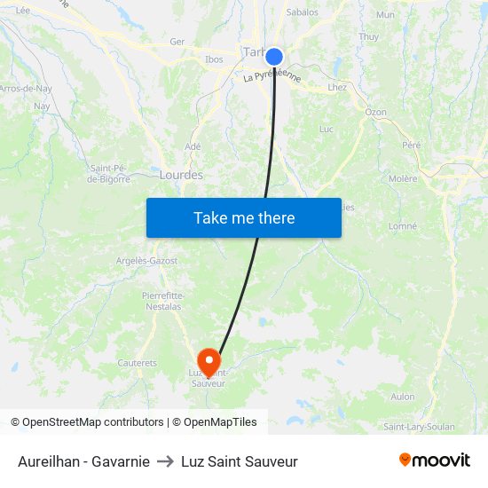 Aureilhan - Gavarnie to Luz Saint Sauveur map