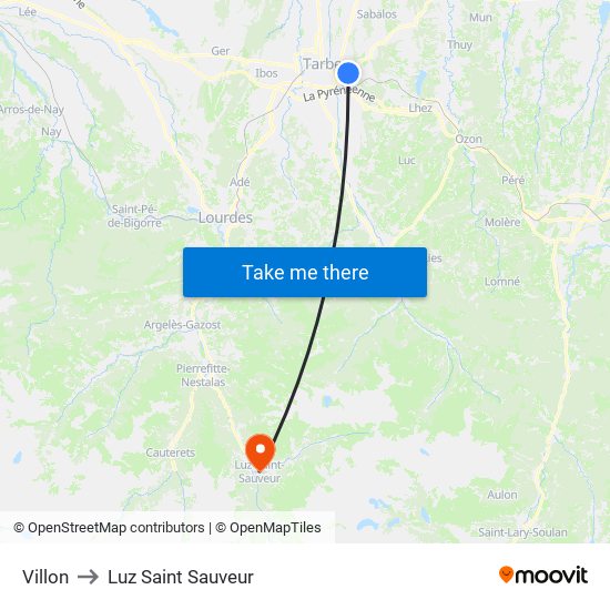 Villon to Luz Saint Sauveur map