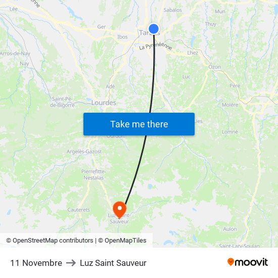 11 Novembre to Luz Saint Sauveur map