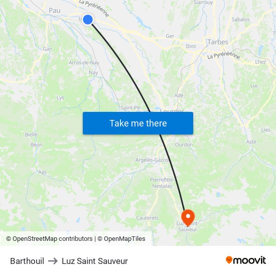 Barthouil to Luz Saint Sauveur map