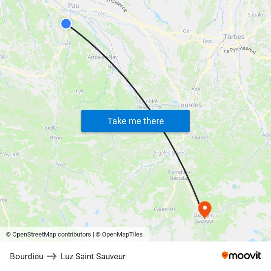 Bourdieu to Luz Saint Sauveur map