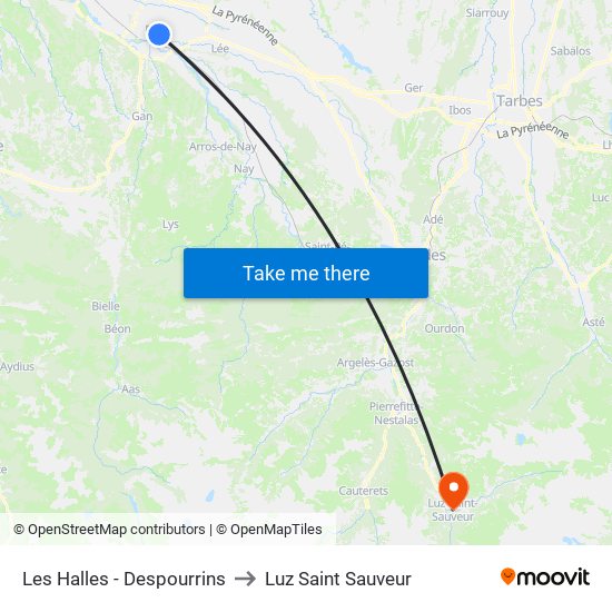 Les Halles - Despourrins to Luz Saint Sauveur map
