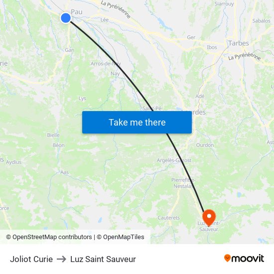Joliot Curie to Luz Saint Sauveur map