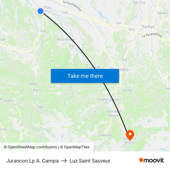Jurancon Lp A. Campa to Luz Saint Sauveur map