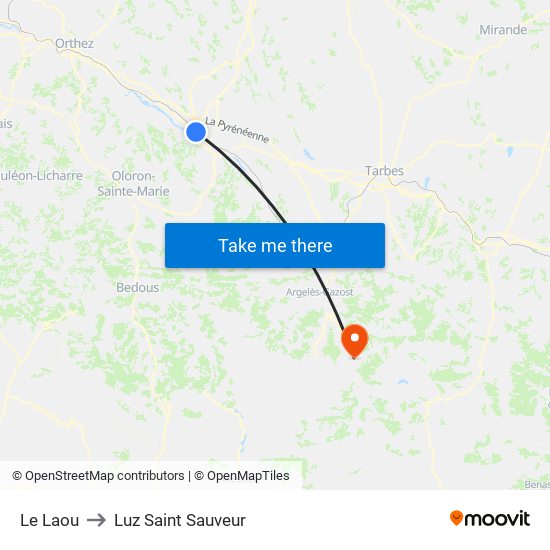 Le Laou to Luz Saint Sauveur map