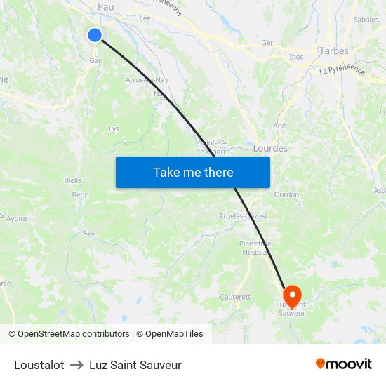 Loustalot to Luz Saint Sauveur map
