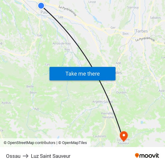 Ossau to Luz Saint Sauveur map