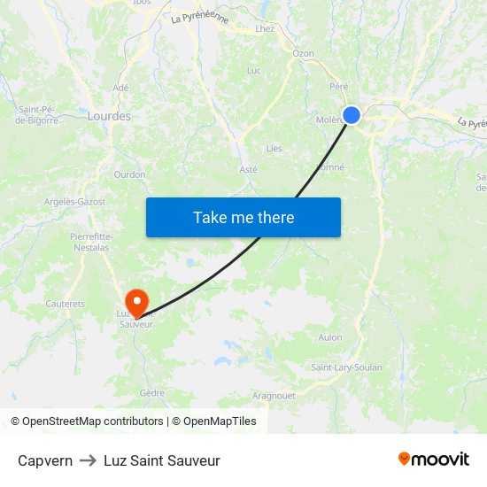 Capvern to Luz Saint Sauveur map