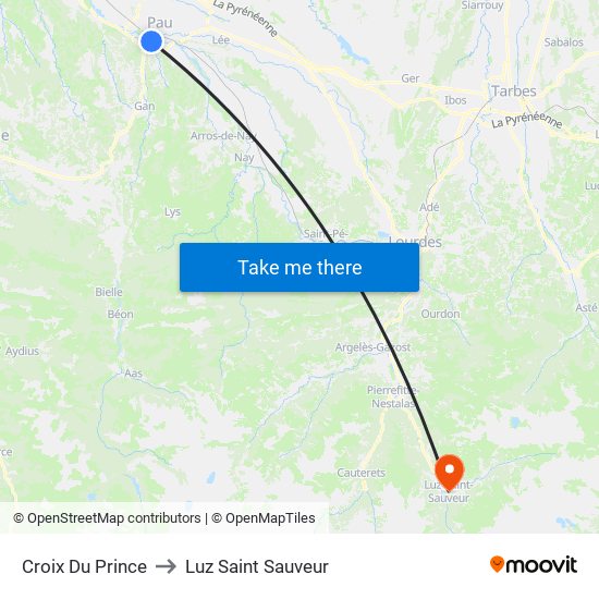 Croix Du Prince to Luz Saint Sauveur map