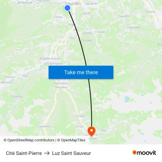 Cité Saint-Pierre to Luz Saint Sauveur map