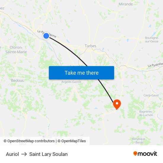 Auriol to Saint Lary Soulan map