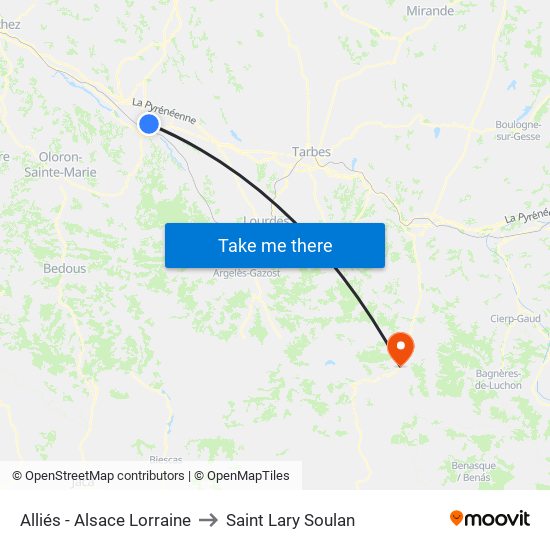 Alliés - Alsace Lorraine to Saint Lary Soulan map