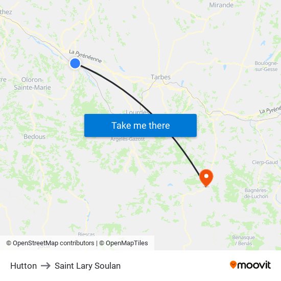 Hutton to Saint Lary Soulan map