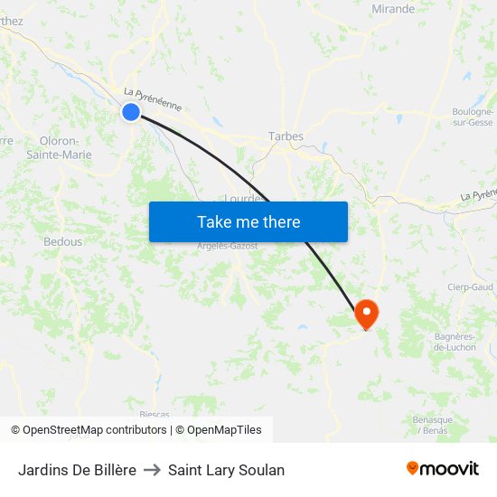 Jardins De Billère to Saint Lary Soulan map