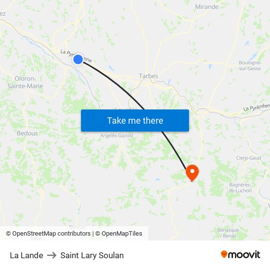 La Lande to Saint Lary Soulan map