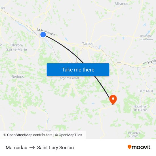 Marcadau to Saint Lary Soulan map