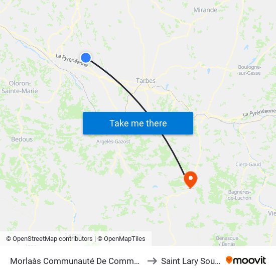 Morlaàs Communauté De Communes to Saint Lary Soulan map
