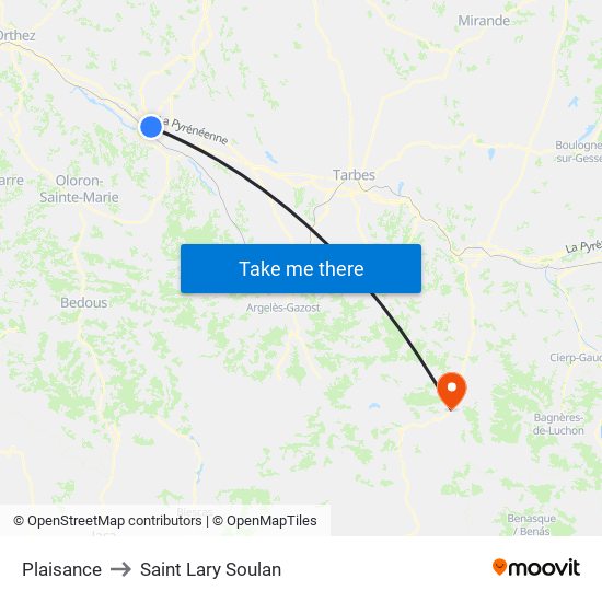 Plaisance to Saint Lary Soulan map