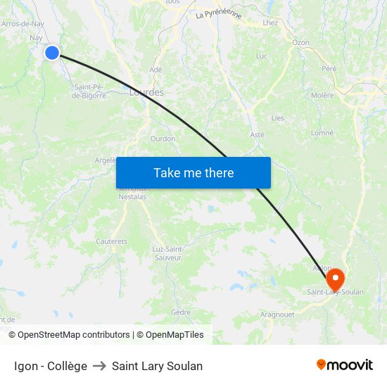 Igon - Collège to Saint Lary Soulan map