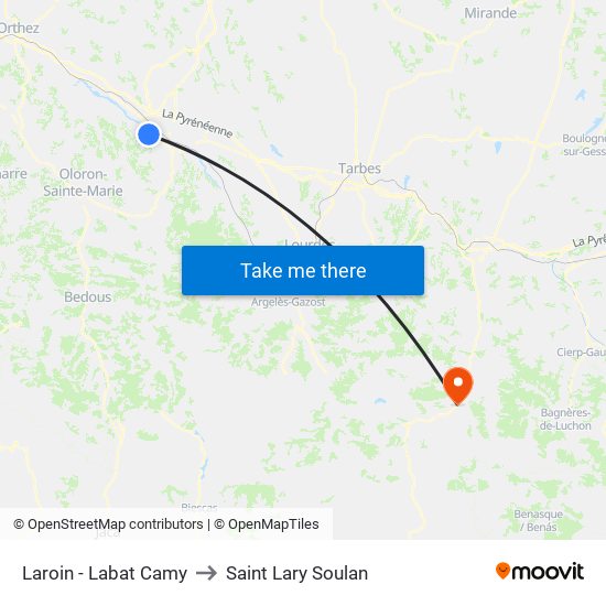 Laroin - Labat Camy to Saint Lary Soulan map