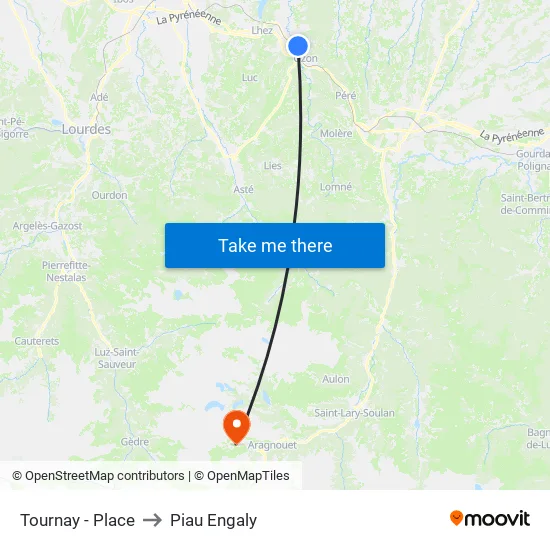 Tournay - Place to Piau Engaly map