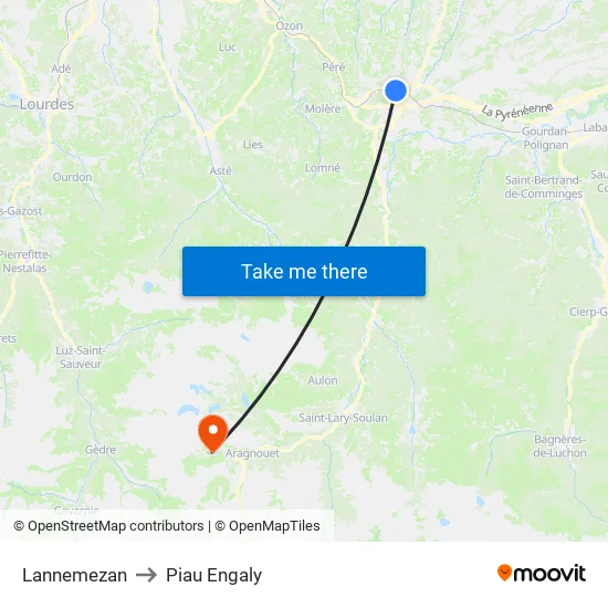 Lannemezan to Piau Engaly map