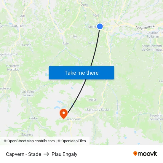 Capvern - Stade to Piau Engaly map