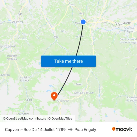 Capvern - Rue Du 14 Juillet 1789 to Piau Engaly map