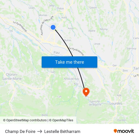 Champ De Foire to Lestelle Bétharram map