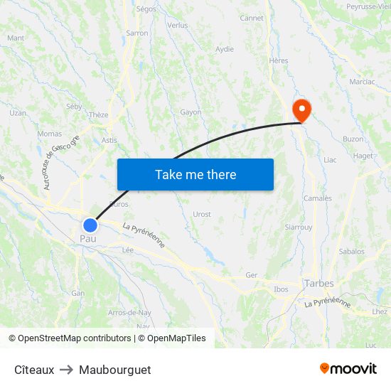 Cîteaux to Maubourguet map